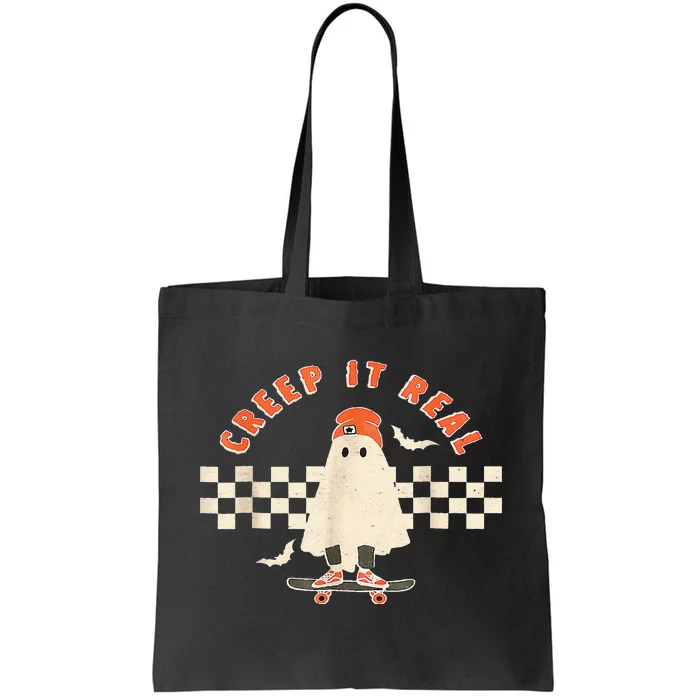 Vintage Retro Halloween Creep It Real Ghost Boy Fall Season Tote Bag