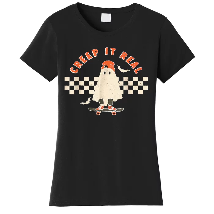 Vintage Retro Halloween Creep It Real Ghost Boy Fall Season Women's T-Shirt