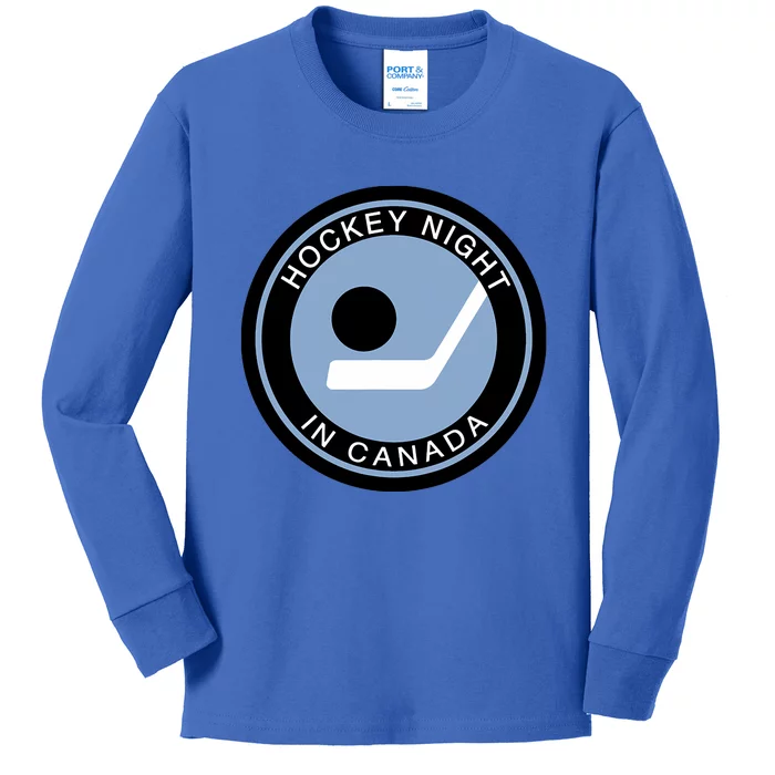 Vintage Retro Hockey Night In Canada Hockey Player Team Kids Long Sleeve Shirt