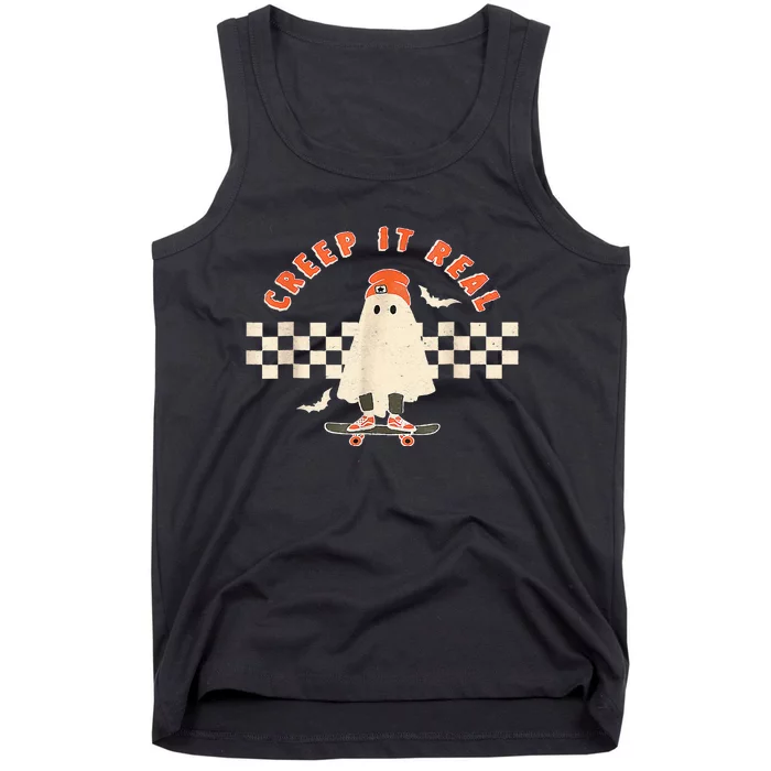 Vintage Retro Halloween Creep It Real Ghost Fall Season Tank Top