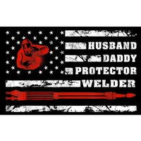 Vintage Retro Husband Daddy Protector Welder American Flag Bumper Sticker