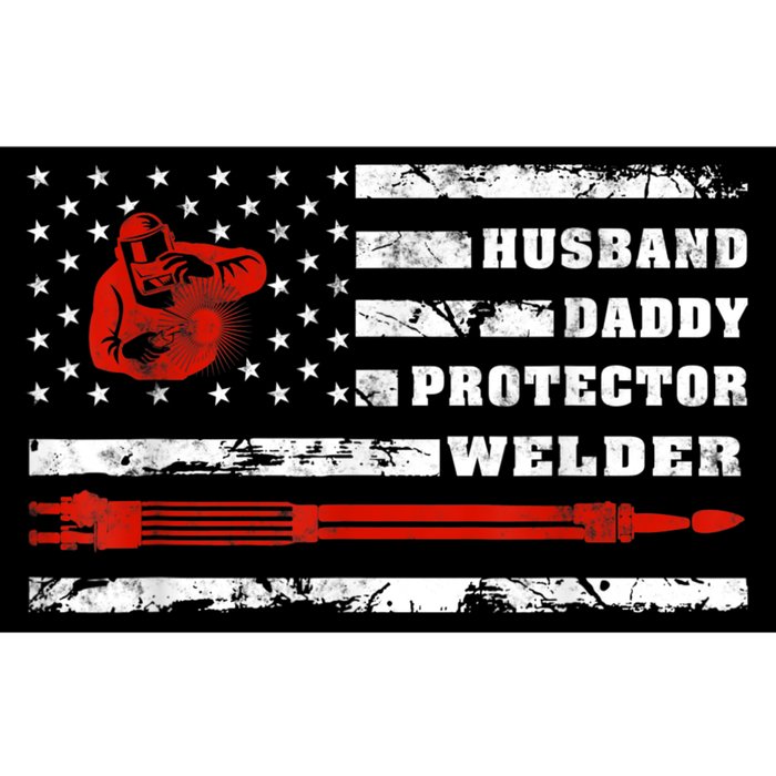 Vintage Retro Husband Daddy Protector Welder American Flag Bumper Sticker