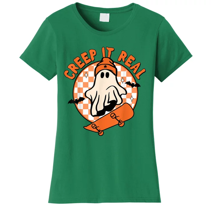 Vintage Retro Halloween Creep It Real Ghost Boy Fall Season Women's T-Shirt