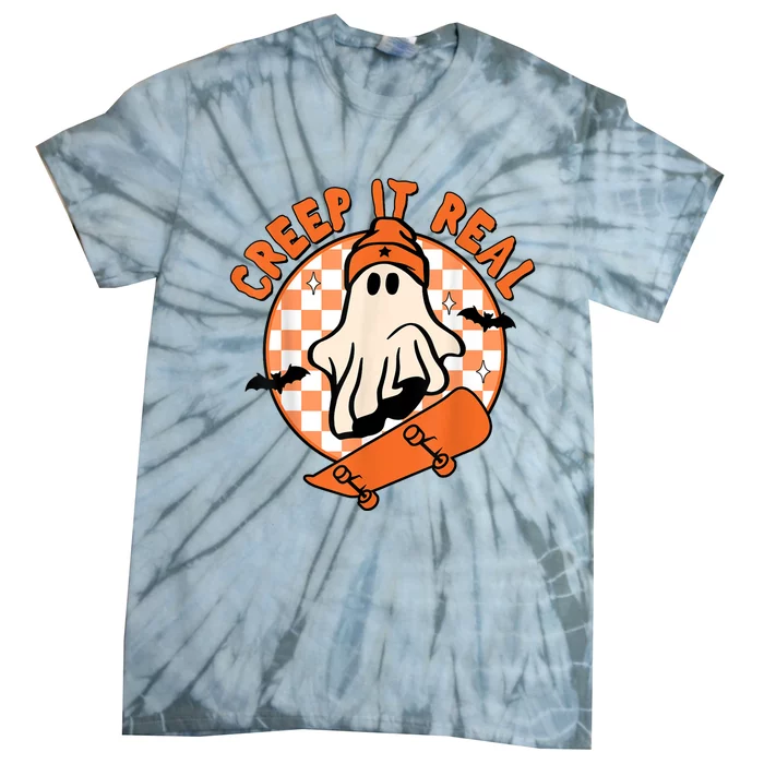 Vintage Retro Halloween Creep It Real Ghost Boy Fall Season Tie-Dye T-Shirt