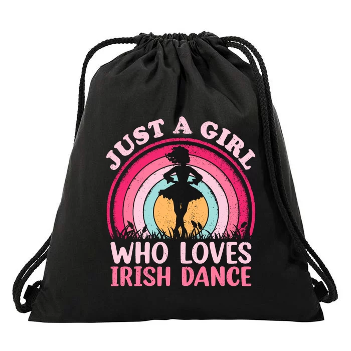 Vintage Retro Irish Dance Just A Girl Who Loves Irish Dance Drawstring Bag