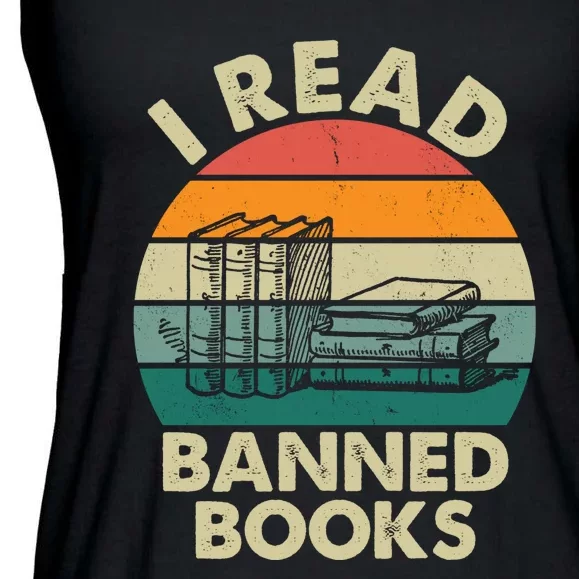 VINTAGE RETRO I READ BANNED BOOKS Ladies Essential Flowy Tank