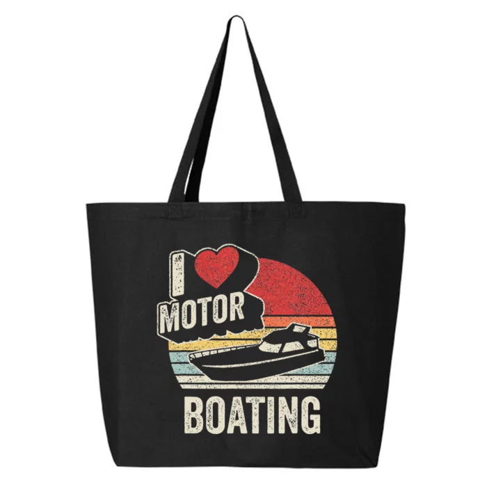 Vintage Retro I Love Motor Boating Funny Boater 25L Jumbo Tote