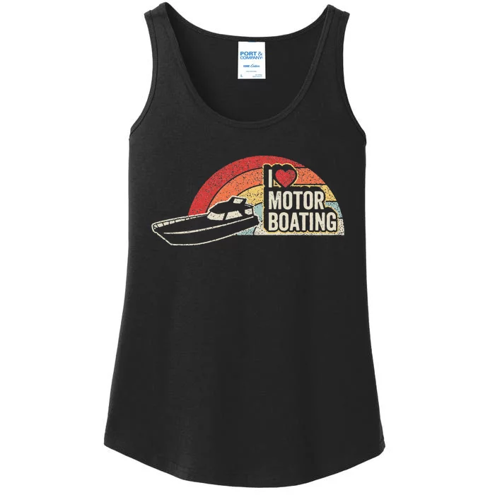 Vintage Retro I Love Motor Boating Funny Boater Ladies Essential Tank