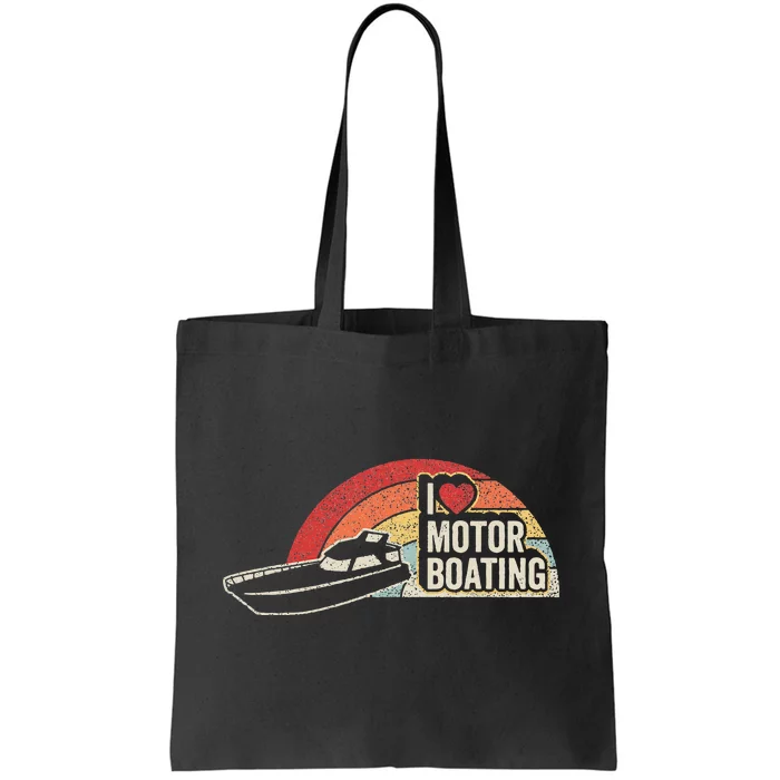 Vintage Retro I Love Motor Boating Funny Boater Tote Bag