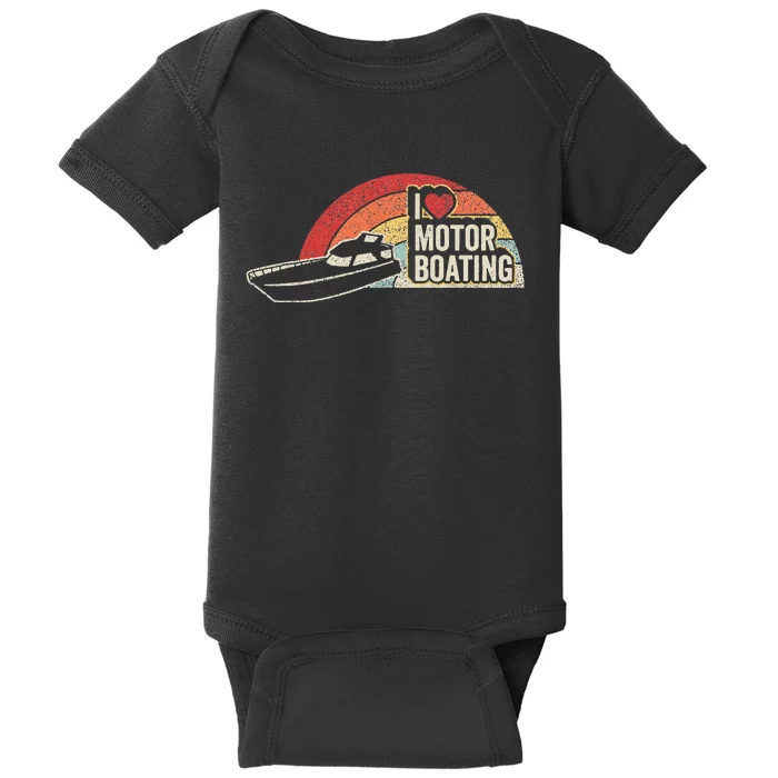 Vintage Retro I Love Motor Boating Funny Boater Baby Bodysuit