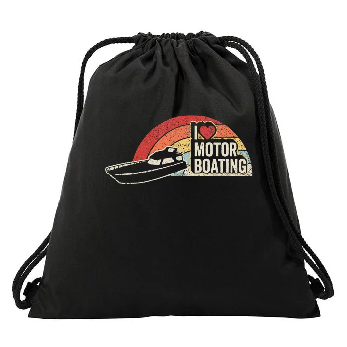 Vintage Retro I Love Motor Boating Funny Boater Drawstring Bag