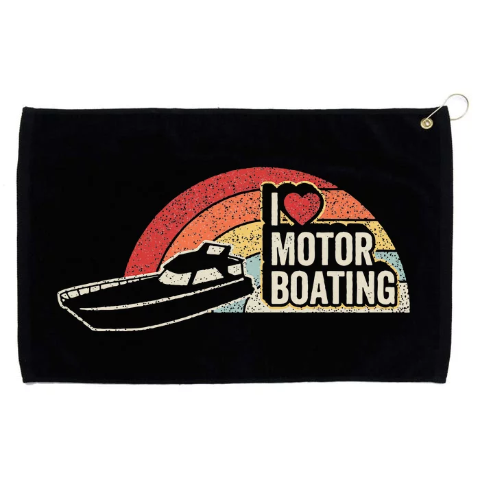 Vintage Retro I Love Motor Boating Funny Boater Grommeted Golf Towel