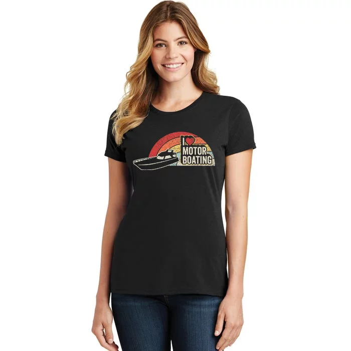 Vintage Retro I Love Motor Boating Funny Boater Women's T-Shirt