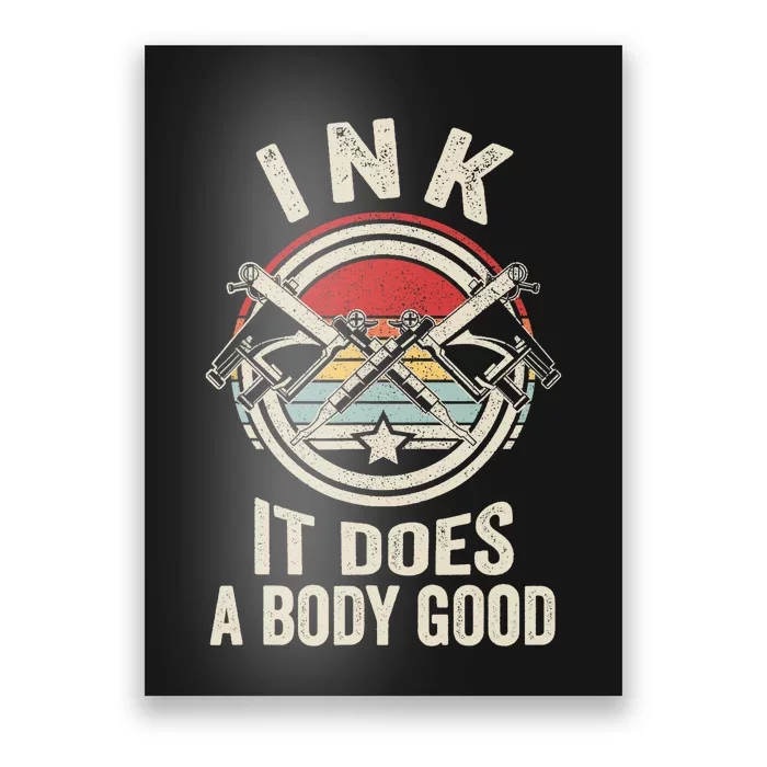 Vintage Retro Ink Inked Funny Tattoo Artist Tattoo Guns Poster