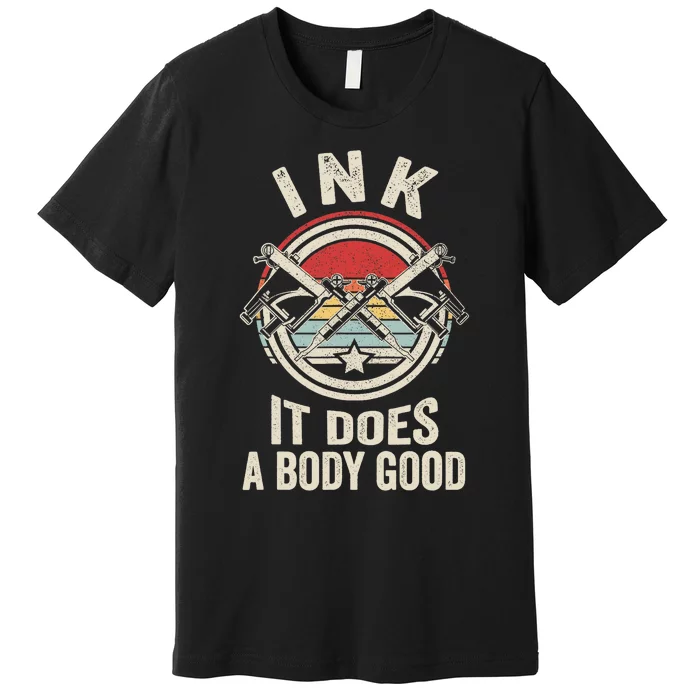 Vintage Retro Ink Inked Funny Tattoo Artist Tattoo Guns Premium T-Shirt