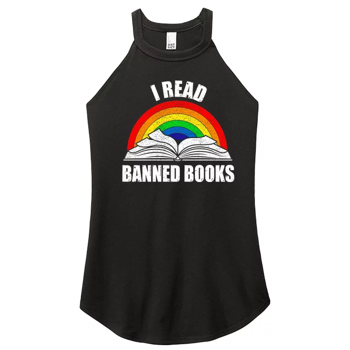 Vintage Retro Im With The Banned Banned Books Reading Books Women’s Perfect Tri Rocker Tank