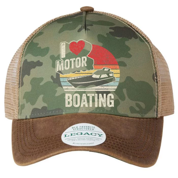 Vintage Retro I Love Motor Boating Funny Boater Legacy Tie Dye Trucker Hat