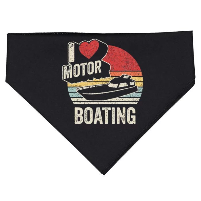 Vintage Retro I Love Motor Boating Funny Boater USA-Made Doggie Bandana