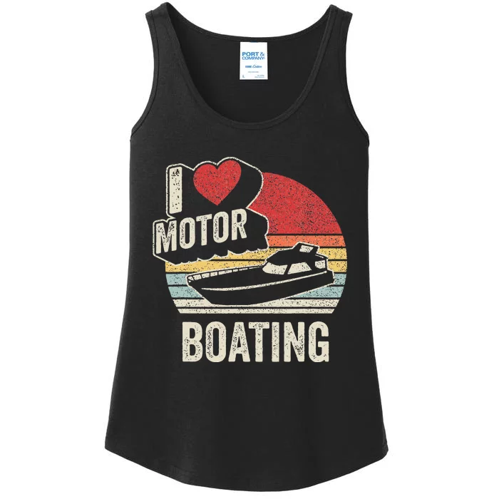 Vintage Retro I Love Motor Boating Funny Boater Ladies Essential Tank