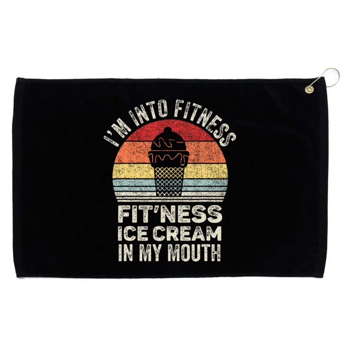 Vintage Retro IM Into Fitness Ice Cream In My Mouth Workout Grommeted Golf Towel