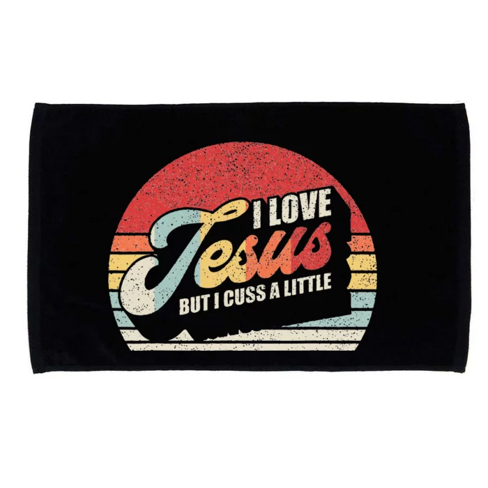 Vintage Retro I Love Jesus But I Cuss A Little Humorous Microfiber Hand Towel