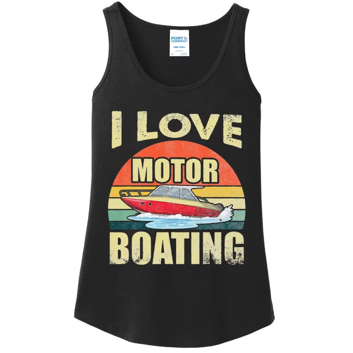 Vintage Retro I Love Motor Boating Funny Boater Ladies Essential Tank