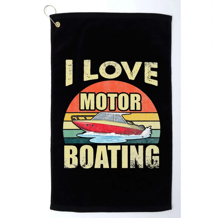 Vintage Retro I Love Motor Boating Funny Boater Platinum Collection Golf Towel