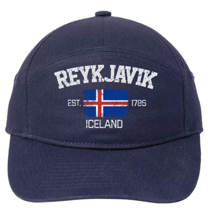 Vintage Reykjavik Iceland Souvenir Gift Great Gift 7-Panel Snapback Hat