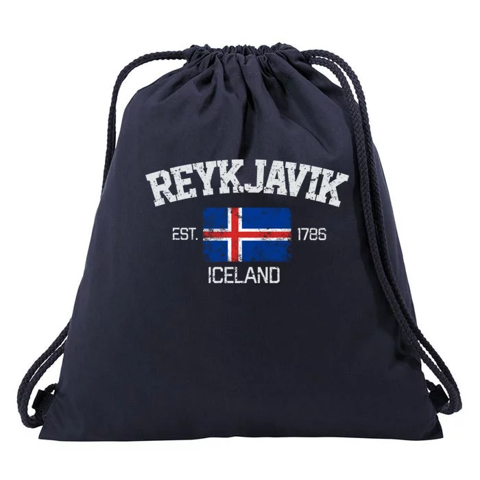 Vintage Reykjavik Iceland Souvenir Gift Cute Gift Drawstring Bag