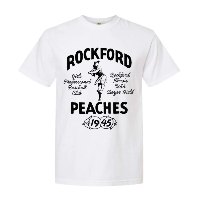 Vintage Rockford Illinois Peaches Defunct Baseball Garment-Dyed Heavyweight T-Shirt