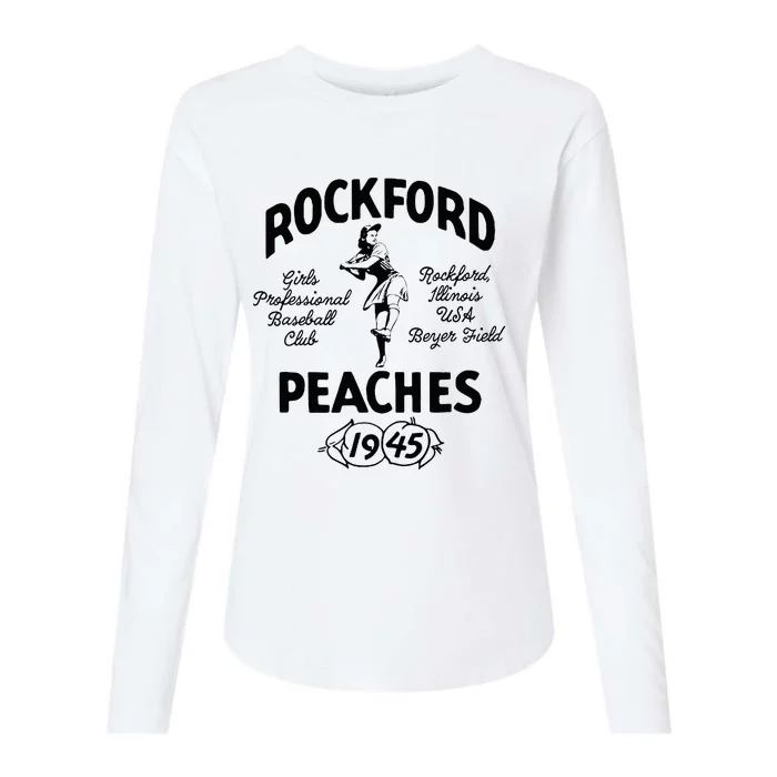 Vintage Rockford Illinois Peaches Defunct Baseball Womens Cotton Relaxed Long Sleeve T-Shirt