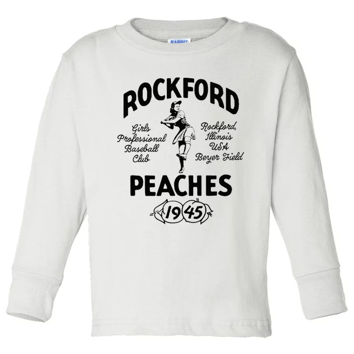 Vintage Rockford Illinois Peaches Defunct Baseball Toddler Long Sleeve Shirt