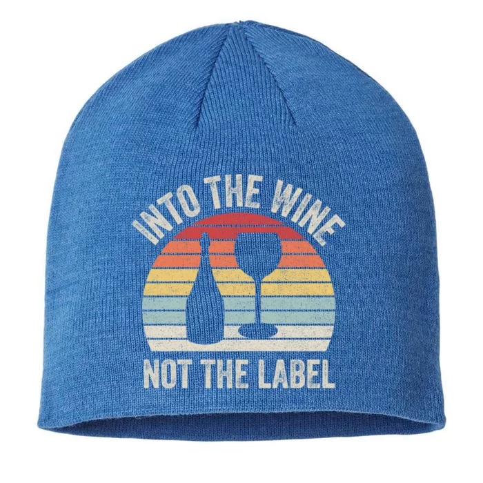 Vintage Retro Into The Wine Not The Label Gift 8 1/2in Sustainable Knit Beanie