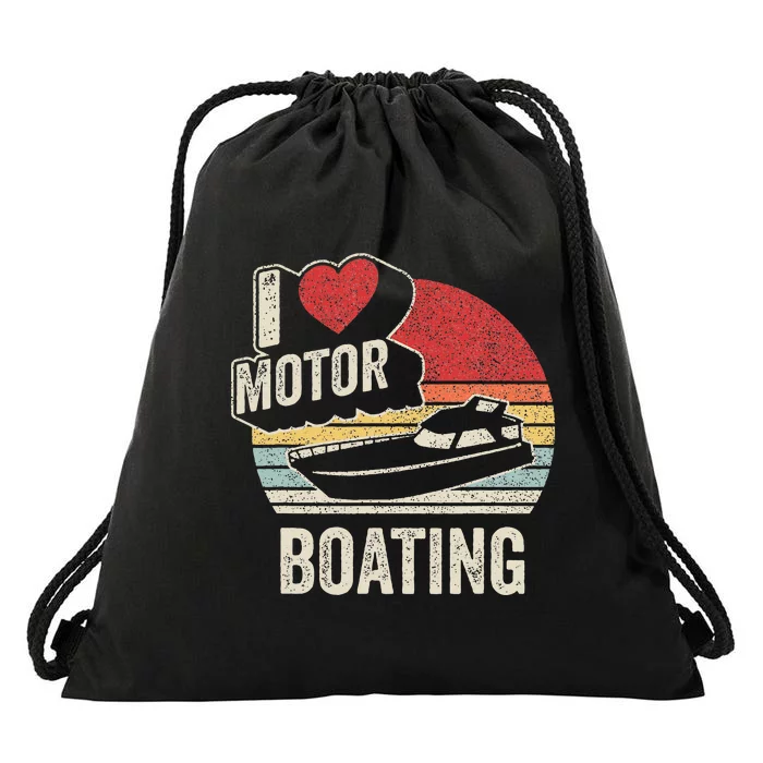 Vintage Retro I Love Motor Boating Funny Boater Drawstring Bag