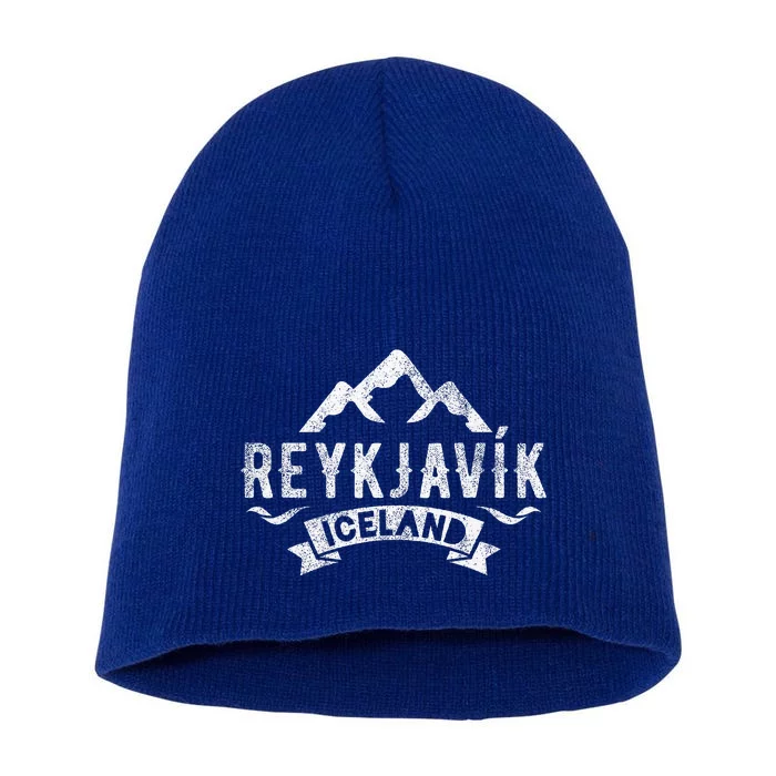 Vintage Reykjavik Iceland Short Acrylic Beanie