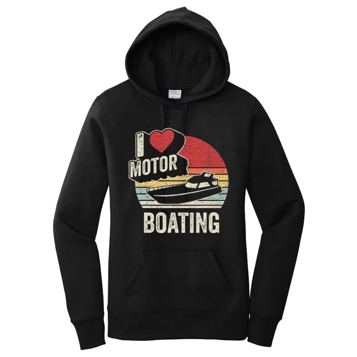 Vintage Retro I Love Motor Boating Women's Pullover Hoodie