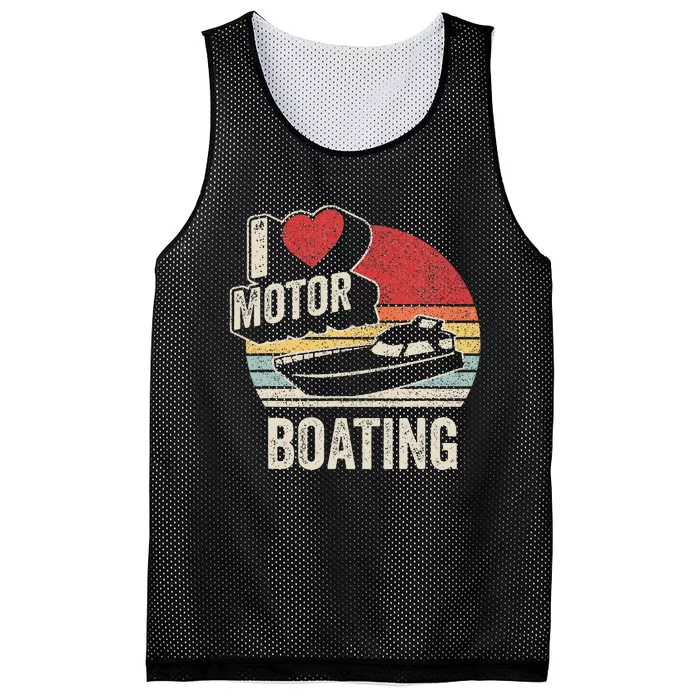 Vintage Retro I Love Motor Boating Mesh Reversible Basketball Jersey Tank