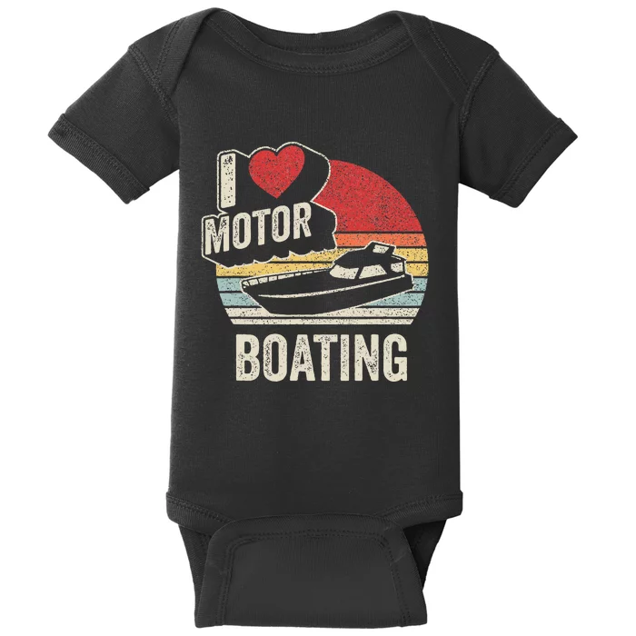 Vintage Retro I Love Motor Boating Baby Bodysuit