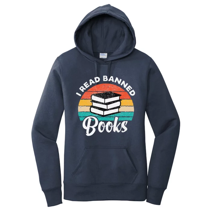 Vintage Retro I Read Banned Books Funny Women's Pullover Hoodie