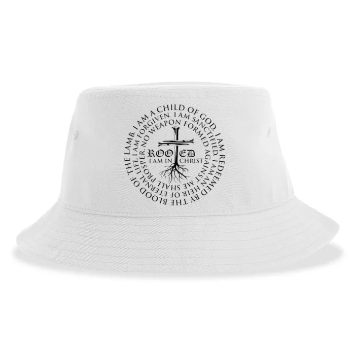 Vintage Rooted In Christ Religious Christian Jesus Sustainable Bucket Hat