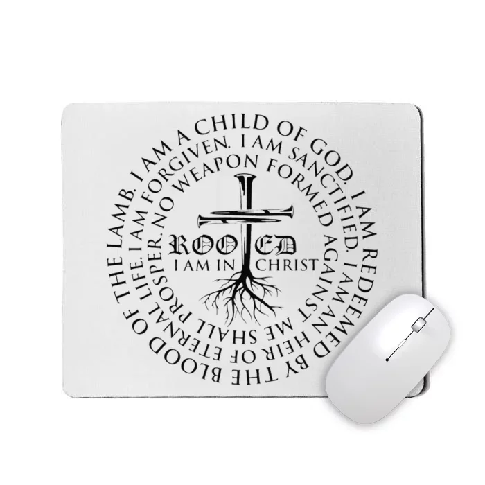 Vintage Rooted In Christ Religious Christian Jesus Mousepad