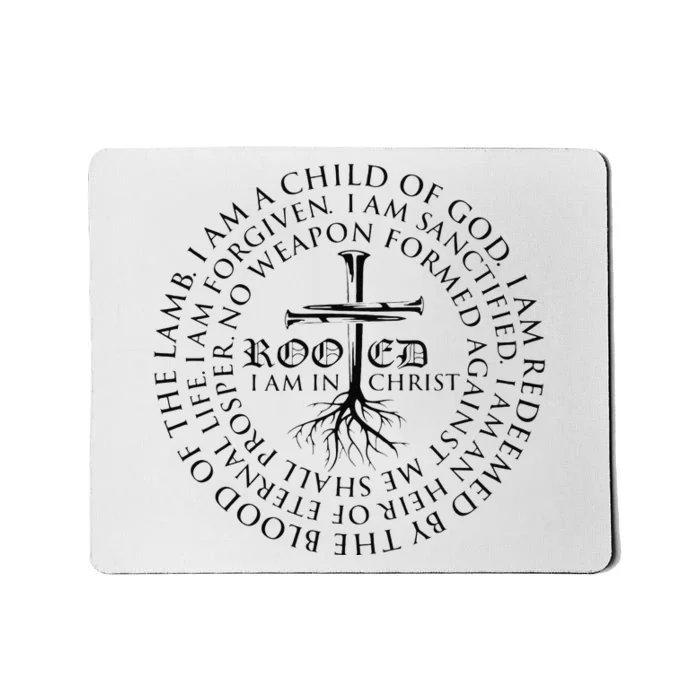 Vintage Rooted In Christ Religious Christian Jesus Mousepad