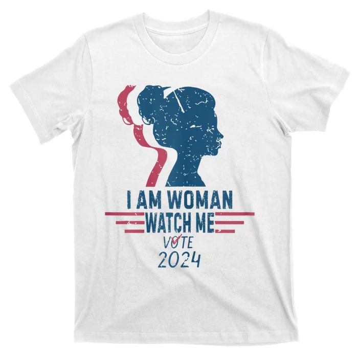 Vintage Retro I Am Woman Watch Me Vote For President Kamalaharris T-Shirt