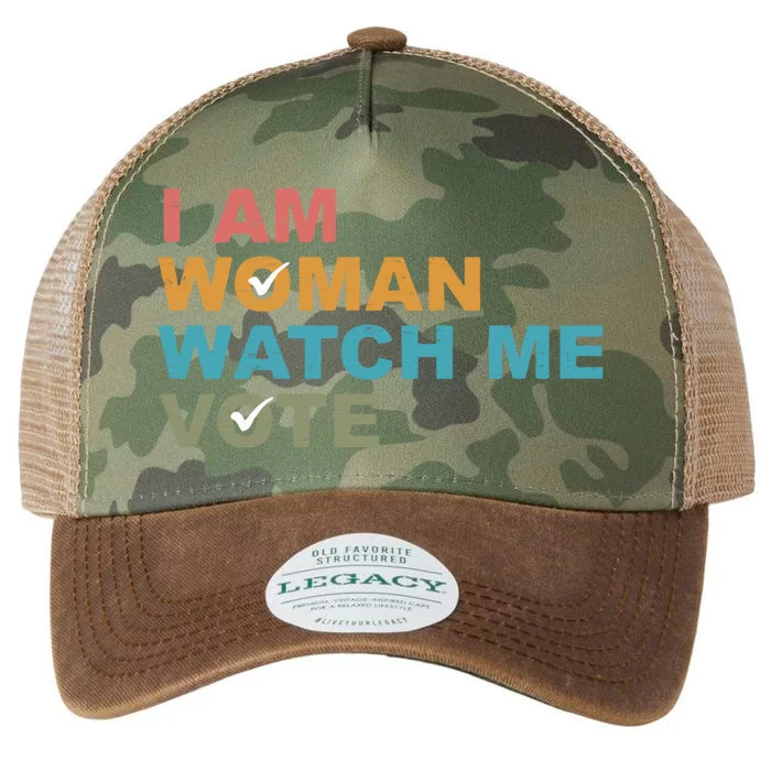 Vintage Retro I Am Woman Watch Me Vote For President Kamalaharris Legacy Tie Dye Trucker Hat