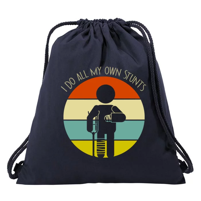 Vintage Retro I Do My Own Stunts Funny Injury Gift Drawstring Bag