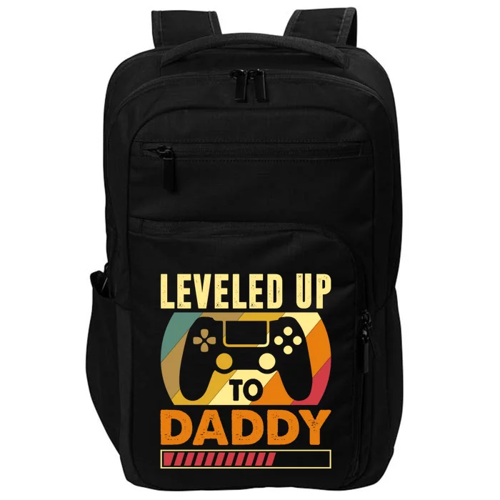 Vintage Retro I Leveled Up To Daddy Funny Promoted To Dad Gift Impact Tech Backpack