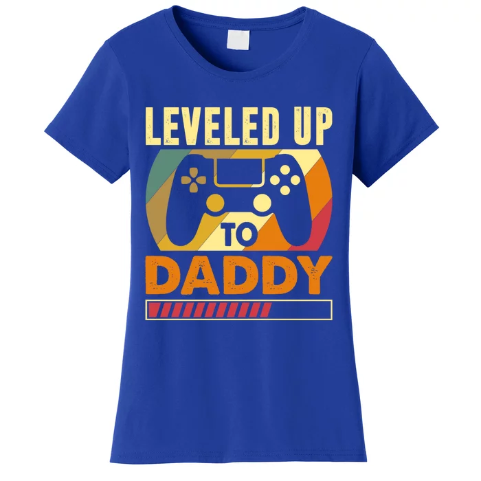 Vintage Retro I Leveled Up To Daddy Funny Promoted To Dad Gift Women's T-Shirt