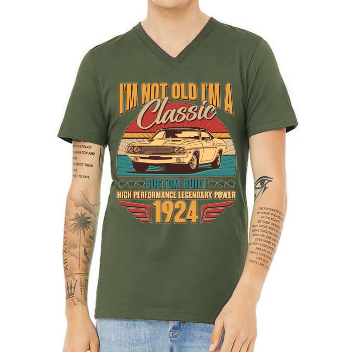 Vintage Retro IM Not Old IM A Classic 1924 100th Birthday Classic Car Lover V-Neck T-Shirt