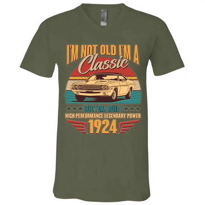 Vintage Retro IM Not Old IM A Classic 1924 100th Birthday Classic Car Lover V-Neck T-Shirt