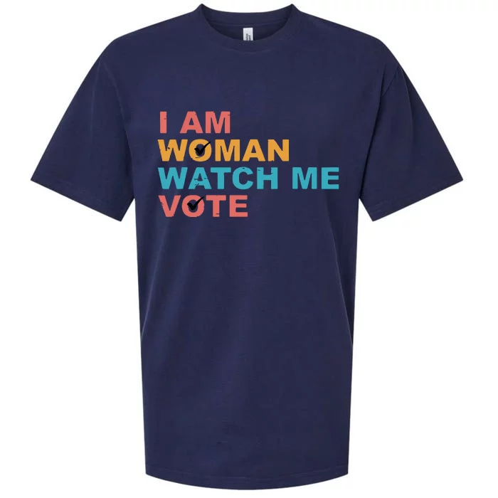 Vintage Retro I Am Woman Watch Me Vote For Women Sueded Cloud Jersey T-Shirt